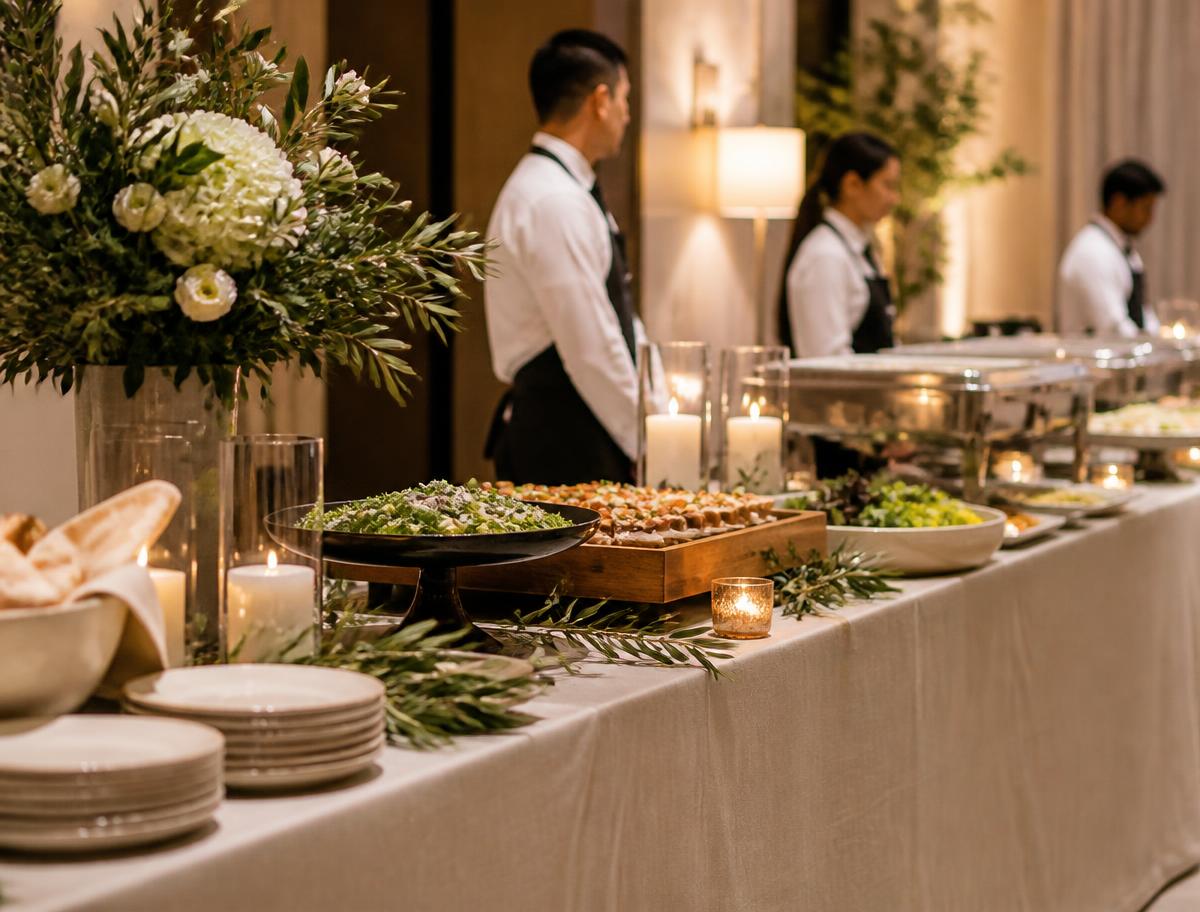 Elegant catering buffet at a corporate event